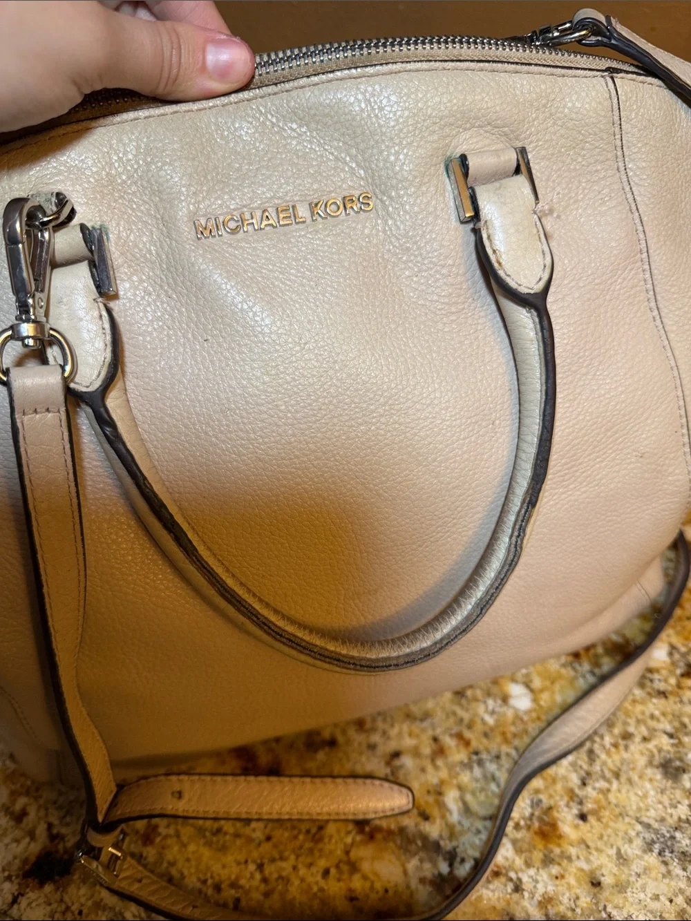 Michael Kors Blush Pink Leather Satchel with Detachable Strap